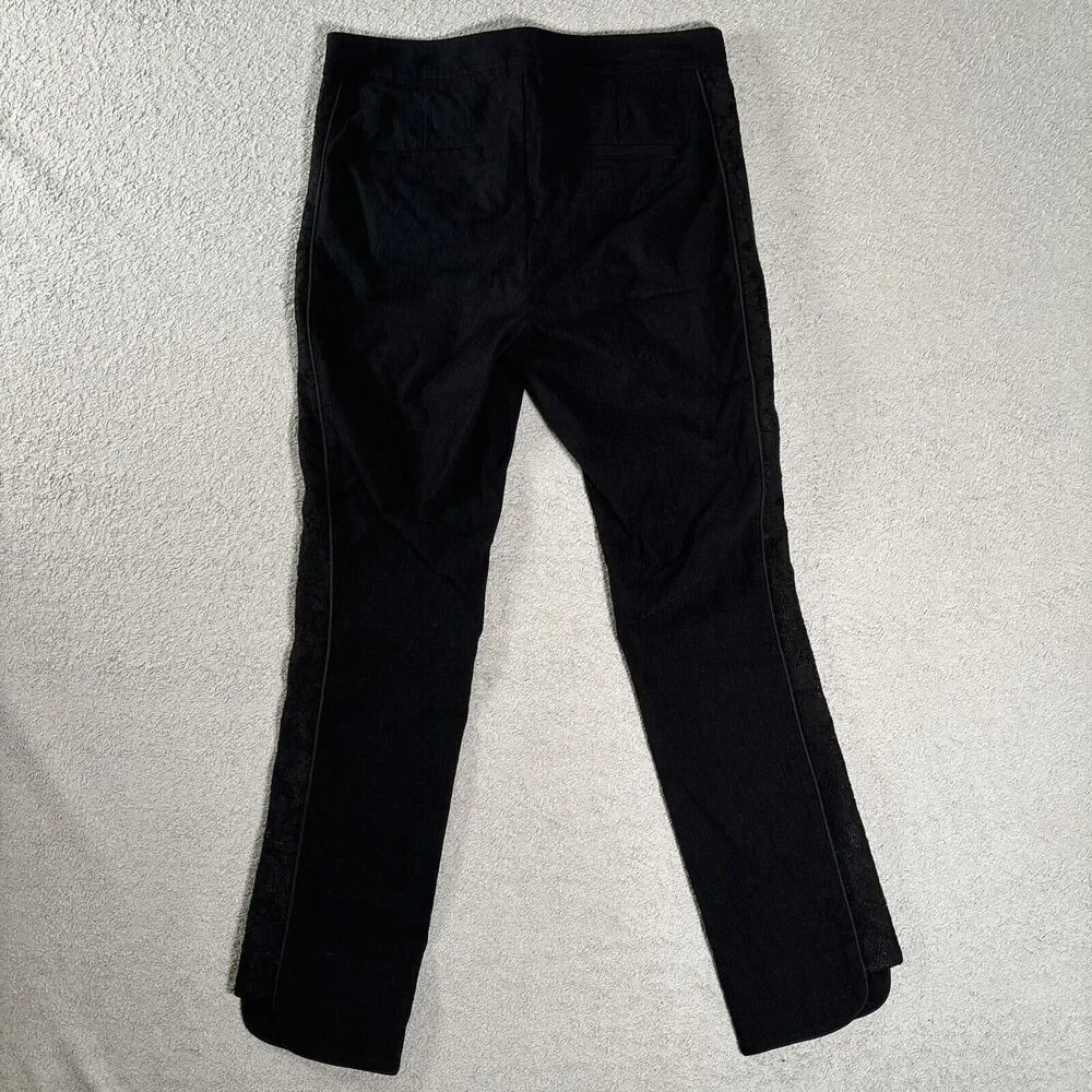Zac Zac‎ Posen Pants Women's Size 8 Black Straight Leg Lace Sides Goth